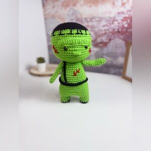 Handmade Frankenstein Crochet Amigurumi  Doll Perfect Halloween Decor